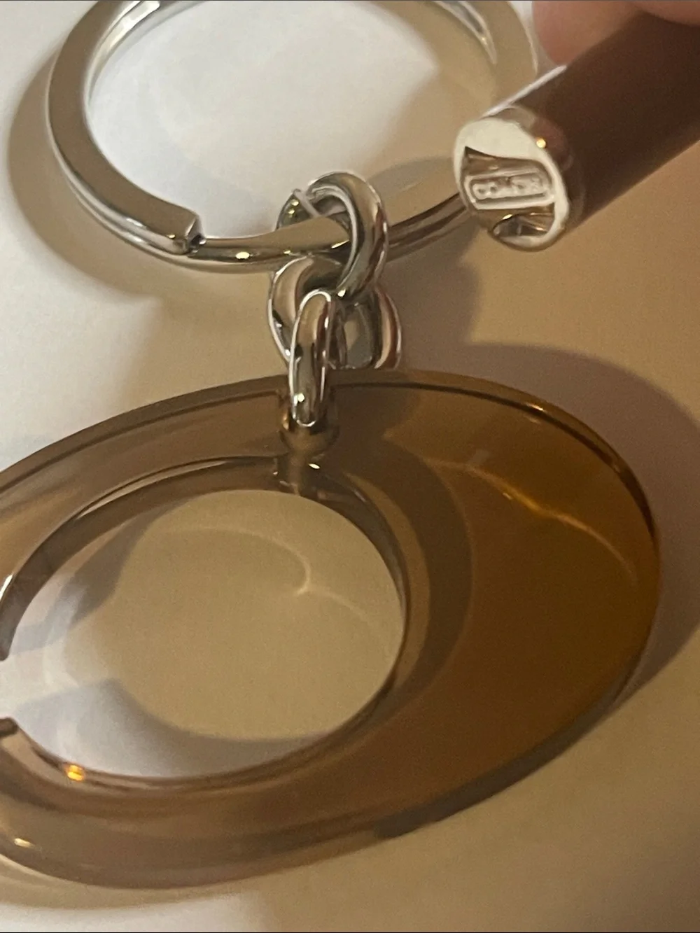 Coach Amber 'C' Acrylic Keychain with Brown Coach Pen